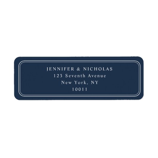 Elegant Navy Blue Wedding Return Address ラベル (正面)