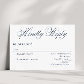 Elegant Navy Blue Wedding RSVP Card
