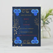 Elegant Navy Blue Wedding Save the Date Template セーブザデート (スタンド正面)