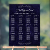 Elegant Navy Blue Wedding Seating Chart  アクリルサイン (ニュートラル)