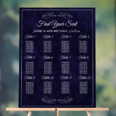 Elegant Navy Blue Wedding Seating Chart  アクリルサイン (ニュートラル)