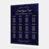Elegant Navy Blue Wedding Seating Chart  アクリルサイン (傾斜)