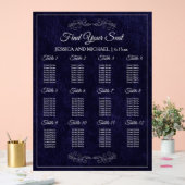Elegant Navy Blue Wedding Seating Chart  アクリルサイン (ウェディング)