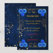 Elegant Navy Blue Wedding Thank You Template サンキューカード (正面/裏面)