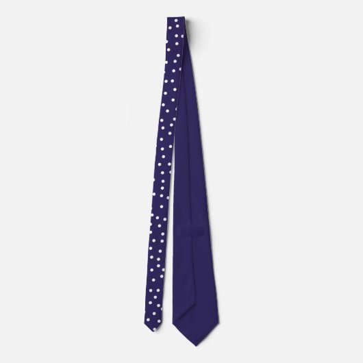 Elegant Navy Blue White Polka Dots Groom Gift ネクタイ (裏面)