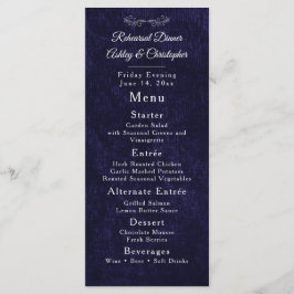 Elegant Navy Blue White Rehearsal Dinner メニュー
