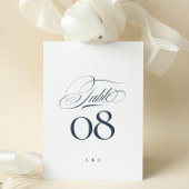 Elegant Navy Blue White Wedding 5 x 7 Table Number 招待状