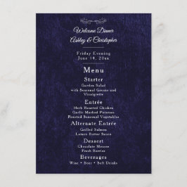 Elegant Navy Blue White Welcome Dinner メニュー