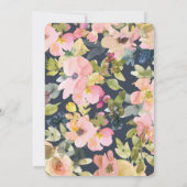 Elegant Navy Blush Floral Personalized Script Name ノートカード (裏面)