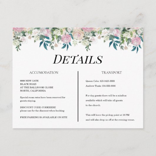 Elegant Navy Blush Pink Wedding エンクロージャーカード (正面)