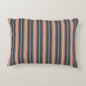 Elegant Navy Brown Pink Ticking Stripe アクセントクッション (裏面)