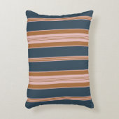 Elegant Navy Brown Pink Ticking Stripe アクセントクッション (正面(垂直))