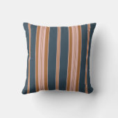 Elegant Navy Brown Pink Ticking Stripe クッション (裏面)