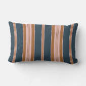 Elegant Navy Brown Pink Ticking Stripe ランバークッション (裏面)