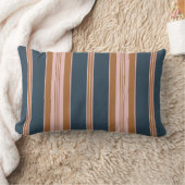 Elegant Navy Brown Pink Ticking Stripe ランバークッション (ブランケット)