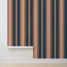 Elegant Navy Brown Pink Ticking Stripe