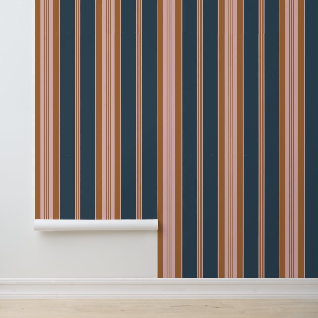 Elegant Navy Brown Pink Ticking Stripe 壁紙 (アプリケーション)