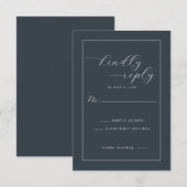 Elegant Navy Calligraphy 出欠カード (正面/裏面)