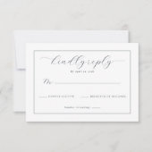 Elegant Navy Calligraphy Template 出欠カード (正面)