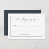 Elegant Navy Calligraphy Template 出欠カード (正面/裏面)