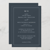 Elegant Navy Calligraphy Template 招待状 (正面/裏面)