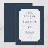 Elegant Navy Classic Invitation 招待状 (正面/裏面)