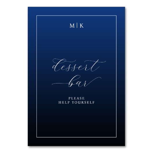 Elegant Navy Dessert Bar Sign テーブルナンバー (正面)