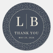 Elegant Navy Dot Circle ラウンドシール (正面)