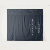 Elegant Navy Dotted Line タペストリー (正面(横))