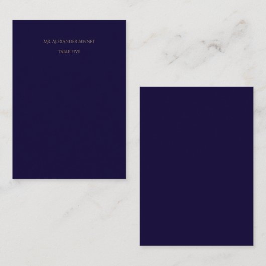 Elegant Navy Flat Place Card プレイスカード (正面/裏面)