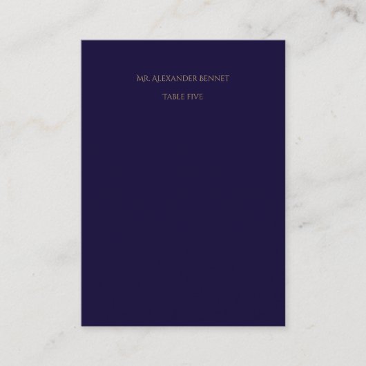 Elegant Navy Flat Place Card プレイスカード (正面)