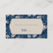 Elegant Navy Floral プレイスカード (正面)