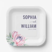 Elegant Navy Floral ペーパープレート (正面)