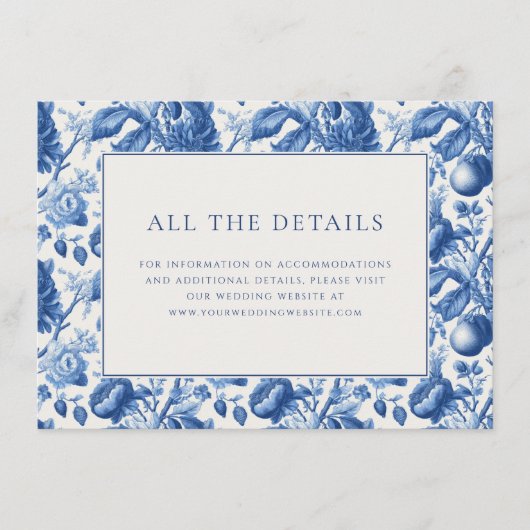 Elegant Navy Floral Border エンクロージャーカード (正面)