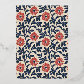 Elegant Navy Floral Border 箔招待状 (裏面)
