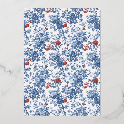 Elegant Navy Floral Border 箔招待状 (裏面)