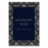 Elegant Navy Floral Dessert Bar Sign テーブルナンバー (裏面)