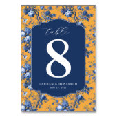 Elegant Navy Floral Table Number テーブルナンバー (裏面)
