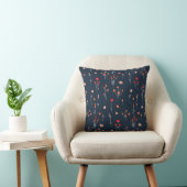 Elegant Navy Floral Throw Pillow クッション (椅子)