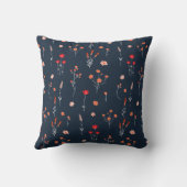 Elegant Navy Floral Throw Pillow クッション (裏面)