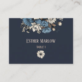 Elegant Navy Floral Wedding プレイスカード