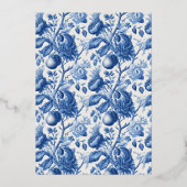 Elegant Navy Floral Wedding Invitation 箔招待状 (裏面)