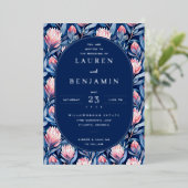 Elegant Navy Floral Wedding Invitation 箔招待状 (立ち正面)