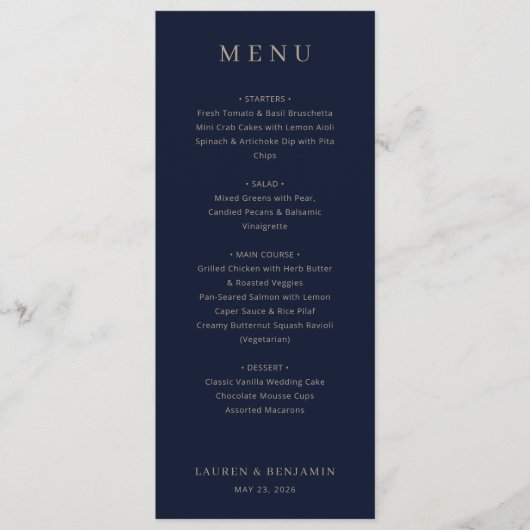 Elegant Navy Formal Menu メニュー (正面)