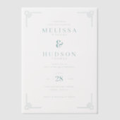 Elegant Navy Geometric Wedding Invitations ベラム紙招待状 (正面)