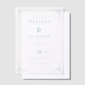 Elegant Navy Geometric Wedding Invitations ベラム紙招待状 (オフセット)