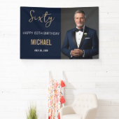 Elegant Navy Gold 60th Birthday 横断幕 (インサイチュ)