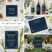 Elegant Navy & Gold 80th Birthday Personalized ラッピングペーパー