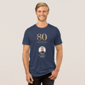 Elegant Navy & Gold 80th & Legendary Birthday トライブレンドＴシャツ (正面全面)