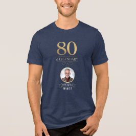 Elegant Navy & Gold 80th & Legendary Birthday トライブレンドＴシャツ